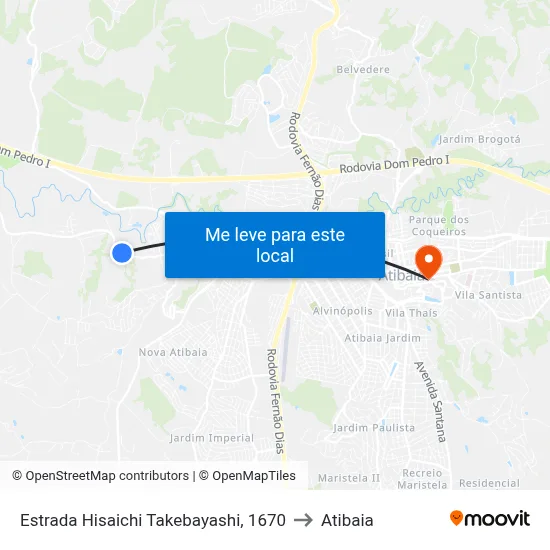 Estrada Hisaichi Takebayashi, 1670 to Atibaia map