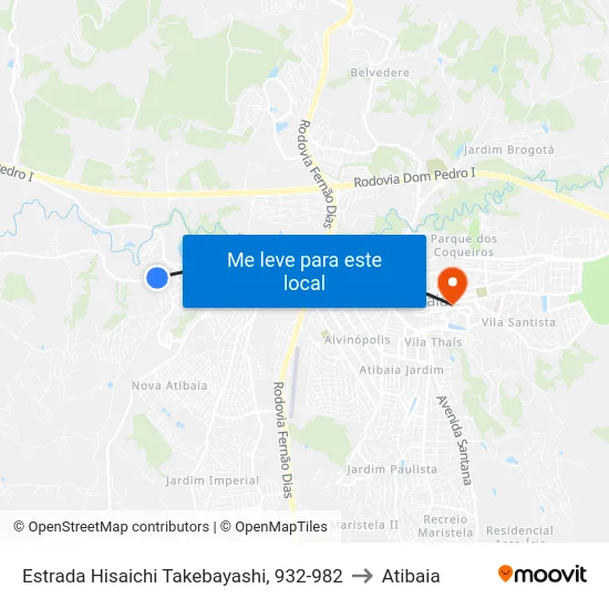 Estrada Hisaichi Takebayashi, 932-982 to Atibaia map