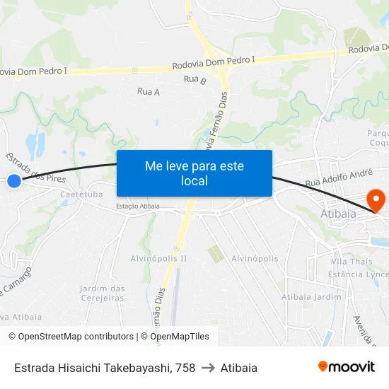 Estrada Hisaichi Takebayashi, 758 to Atibaia map