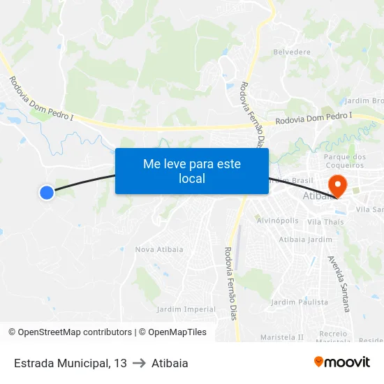 Estrada Municipal, 13 to Atibaia map