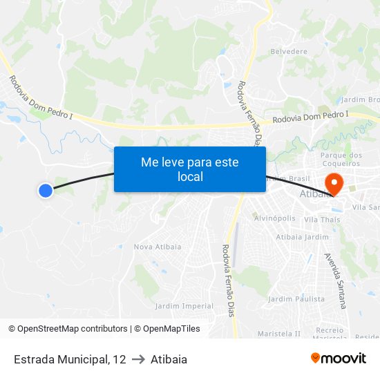 Estrada Municipal, 12 to Atibaia map