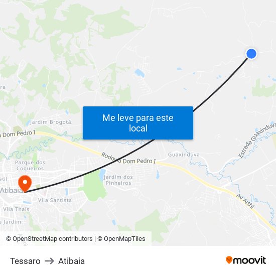 Tessaro to Atibaia map