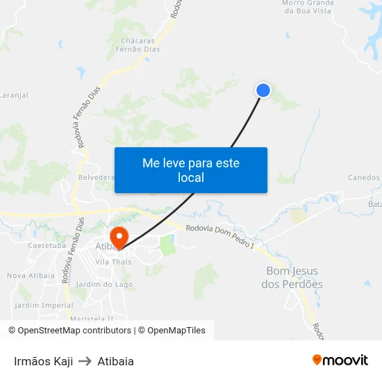 Irmãos Kaji to Atibaia map