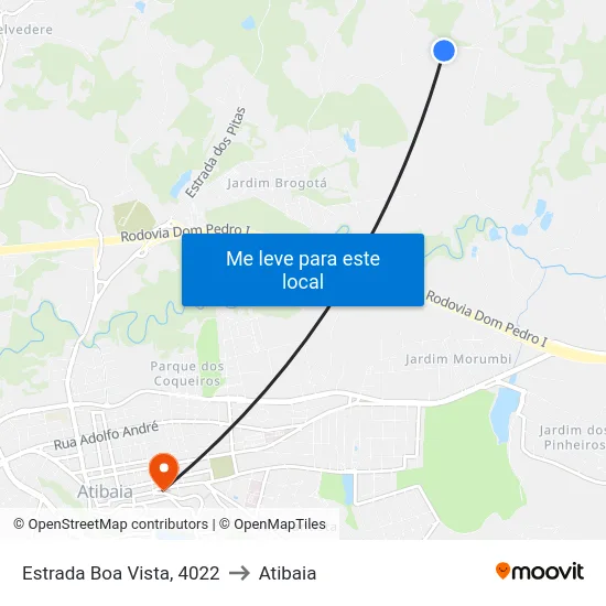 Estrada Boa Vista, 4022 to Atibaia map