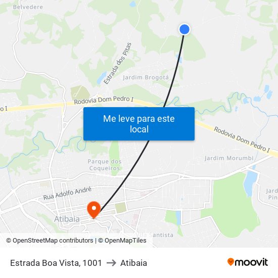Estrada Boa Vista, 1001 to Atibaia map