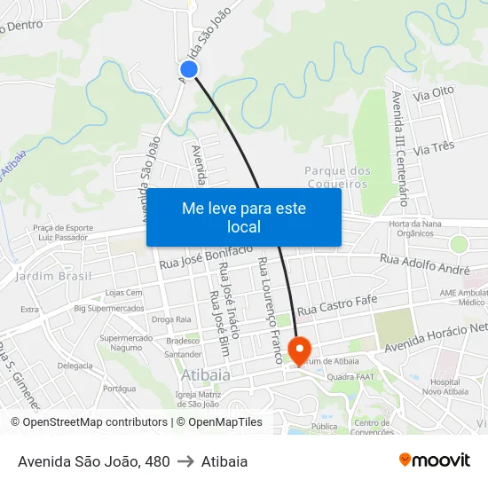 Avenida São João, 480 to Atibaia map