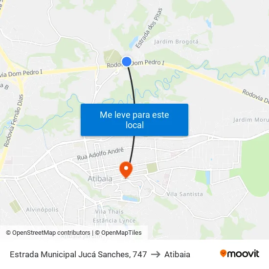 Estrada Municipal Jucá Sanches, 747 to Atibaia map