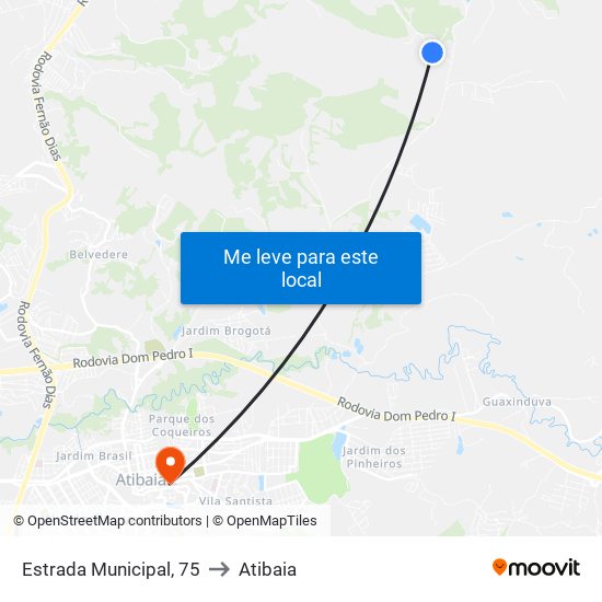 Estrada Municipal, 75 to Atibaia map