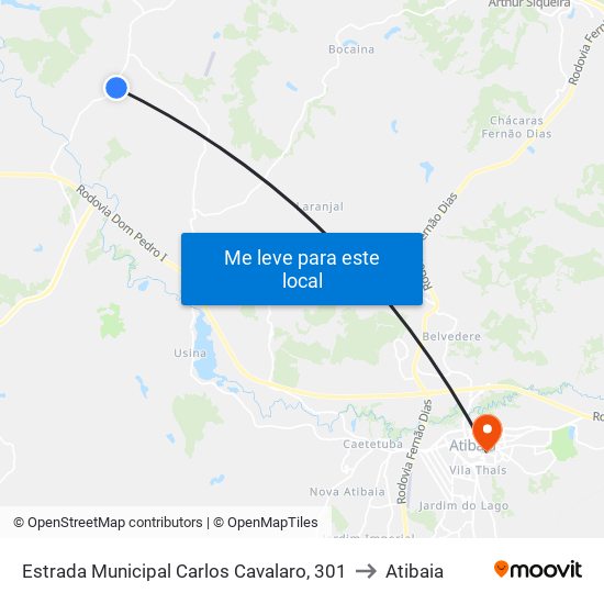 Estrada Municipal Carlos Cavalaro, 301 to Atibaia map