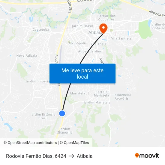 Rodovia Fernão Dias, 6424 to Atibaia map