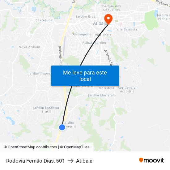 Rodovia Fernão Dias, 501 to Atibaia map