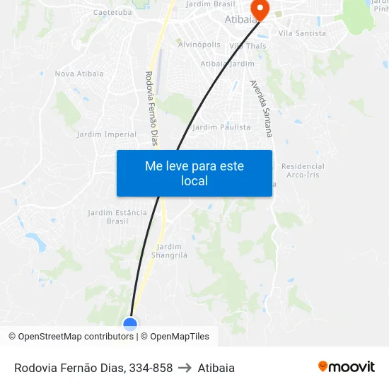 Rodovia Fernão Dias, 334-858 to Atibaia map