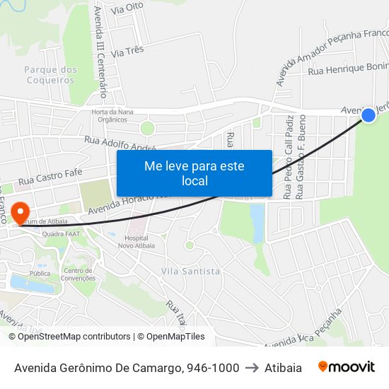 Avenida Gerônimo De Camargo, 946-1000 to Atibaia map