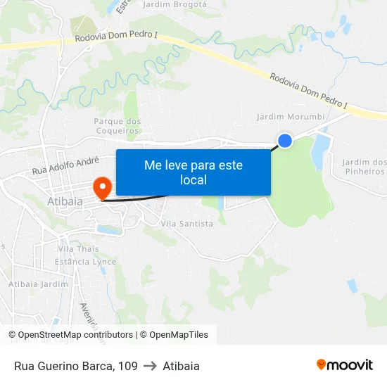 Rua Guerino Barca, 109 to Atibaia map
