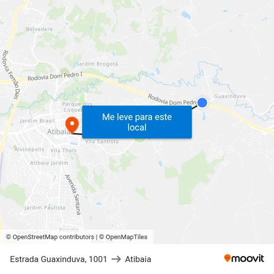 Estrada Guaxinduva, 1001 to Atibaia map