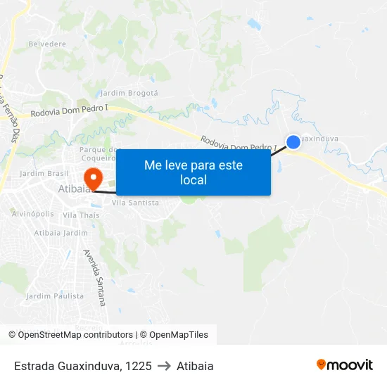 Estrada Guaxinduva, 1225 to Atibaia map