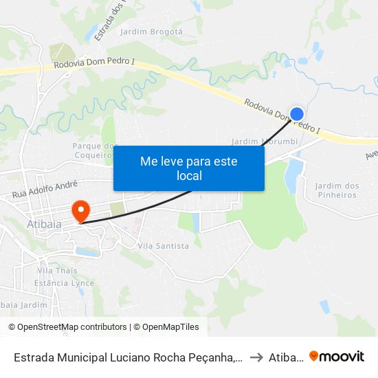 Estrada Municipal Luciano Rocha Peçanha, 61 to Atibaia map