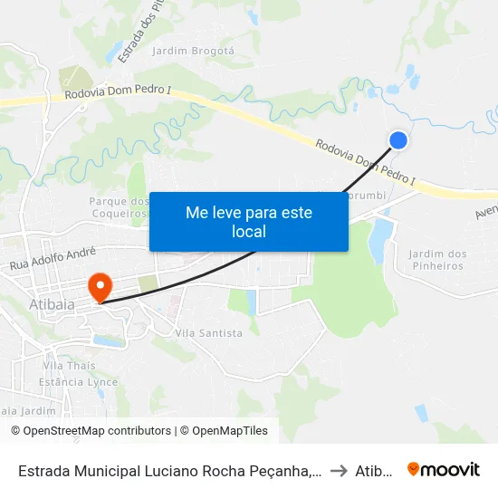 Estrada Municipal Luciano Rocha Peçanha, 100 to Atibaia map