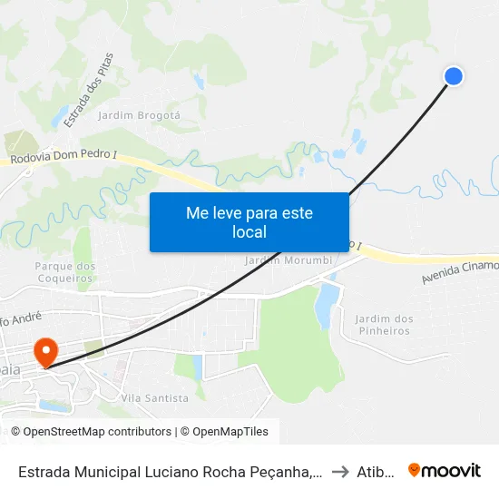 Estrada Municipal Luciano Rocha Peçanha, 3000 to Atibaia map