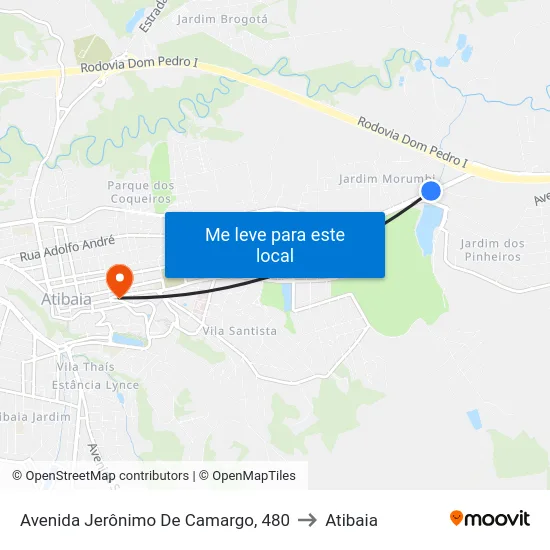 Avenida Jerônimo De Camargo, 480 to Atibaia map
