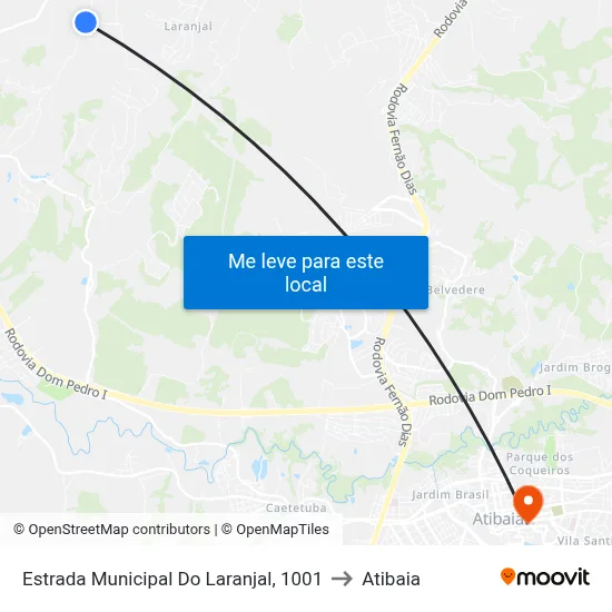Estrada Municipal Do Laranjal, 1001 to Atibaia map
