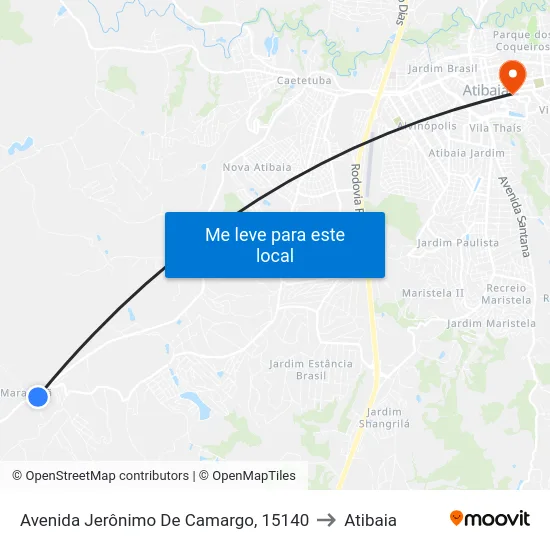 Avenida Jerônimo De Camargo, 15140 to Atibaia map