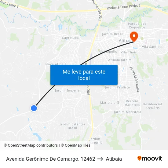Avenida Gerônimo De Camargo, 12462 to Atibaia map