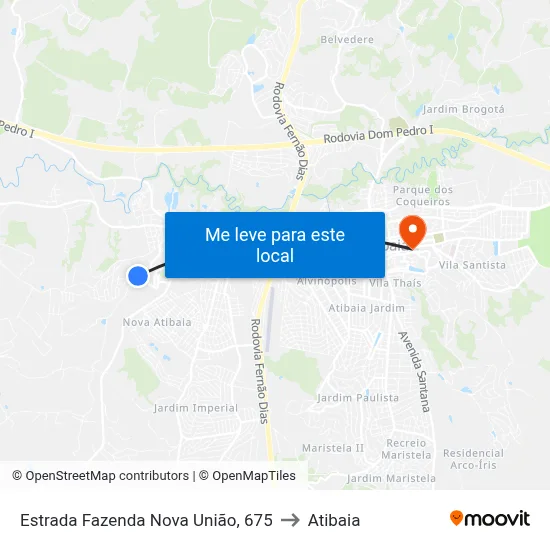 Estrada Fazenda Nova União, 675 to Atibaia map