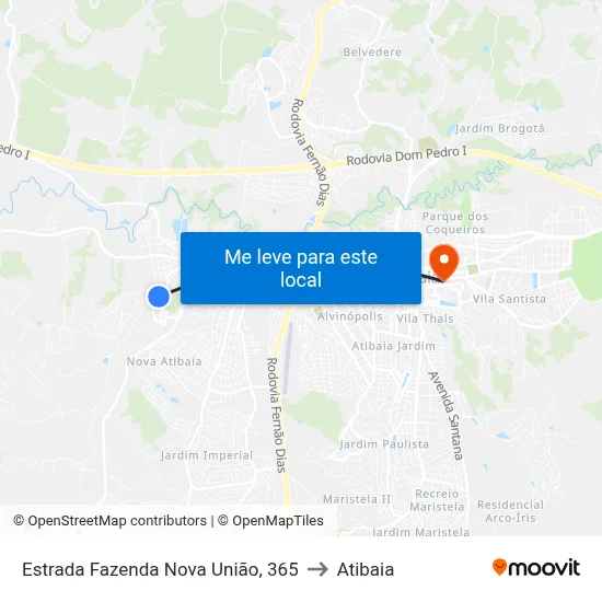 Estrada Fazenda Nova União, 365 to Atibaia map