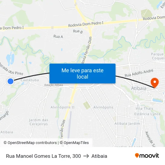 Rua Manoel Gomes La Torre, 300 to Atibaia map