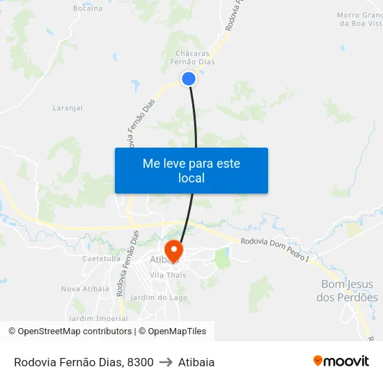 Rodovia Fernão Dias, 8300 to Atibaia map