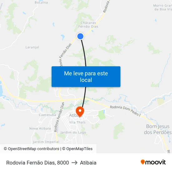 Rodovia Fernão Dias, 8000 to Atibaia map