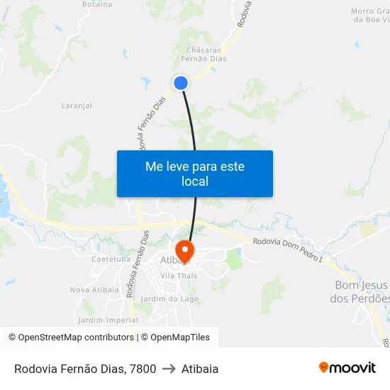 Rodovia Fernão Dias, 7800 to Atibaia map