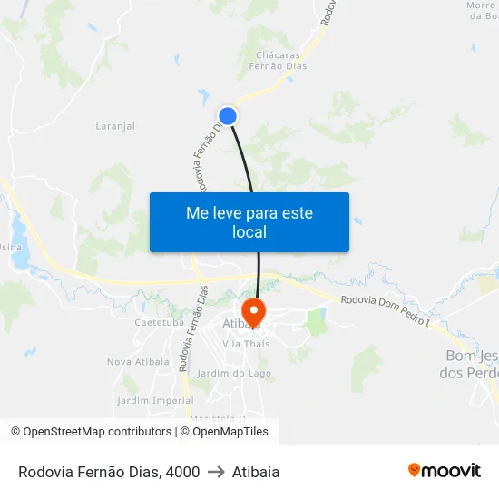 Rodovia Fernão Dias, 4000 to Atibaia map