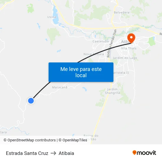Estrada Santa Cruz to Atibaia map