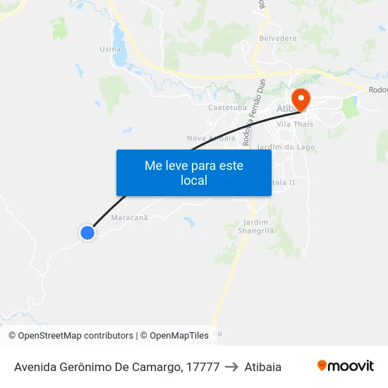 Avenida Gerônimo De Camargo, 17777 to Atibaia map