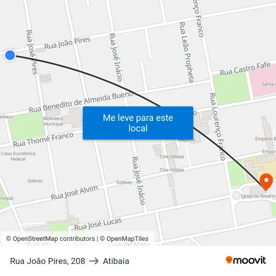 Rua João Pires, 208 to Atibaia map