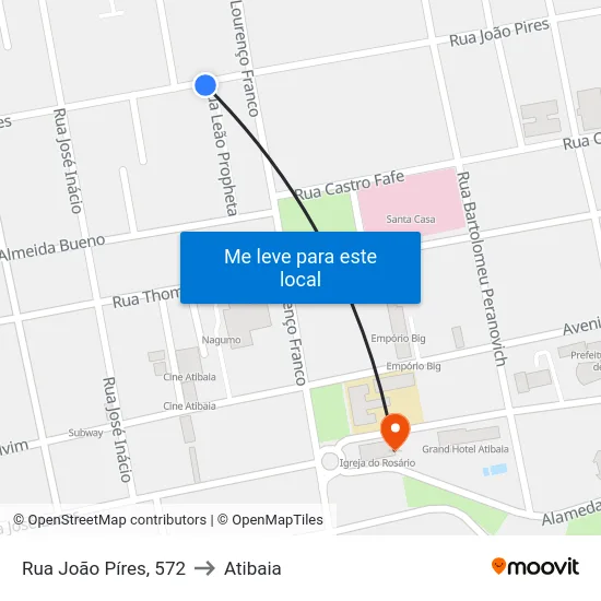 Rua João Píres, 572 to Atibaia map