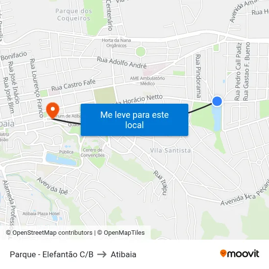 Parque - Elefantão C/B to Atibaia map