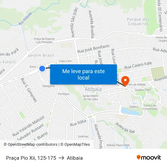 Praça Pio Xii, 125-175 to Atibaia map