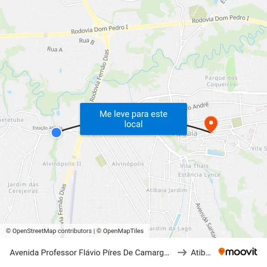 Avenida Professor Flávio Píres De Camargo, 175 to Atibaia map