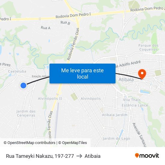 Rua Tameyki Nakazu, 197-277 to Atibaia map