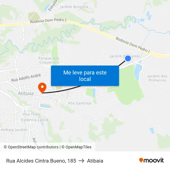 Rua Alcídes Cintra Bueno, 185 to Atibaia map