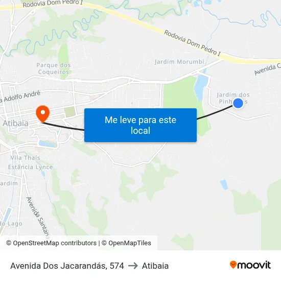 Avenida Dos Jacarandás, 574 to Atibaia map