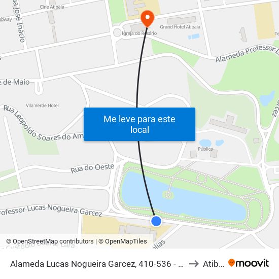 Alameda Lucas Nogueira Garcez, 410-536 - Escola Major to Atibaia map