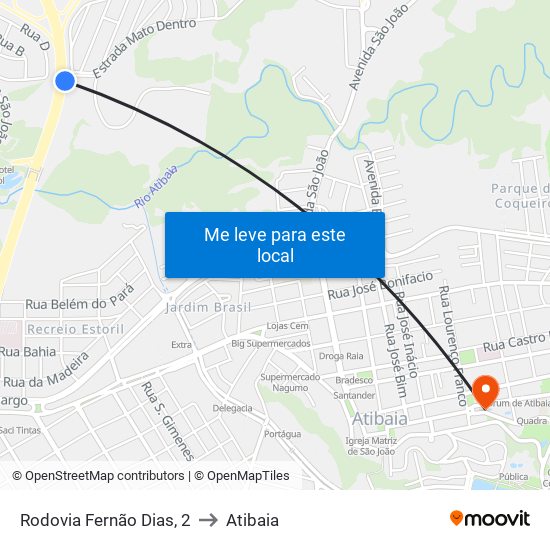 Rodovia Fernão Dias, 2 to Atibaia map