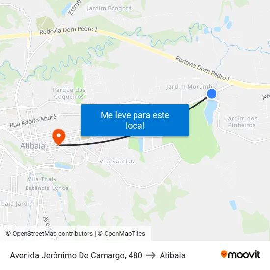 Avenida Jerônimo De Camargo, 480 to Atibaia map