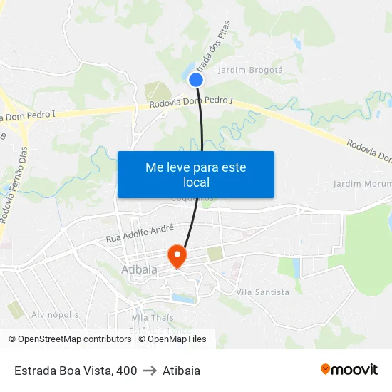 Estrada Boa Vista, 400 to Atibaia map