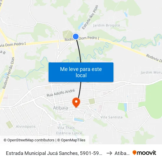 Estrada Municipal Jucá Sanches, 5901-5959 to Atibaia map