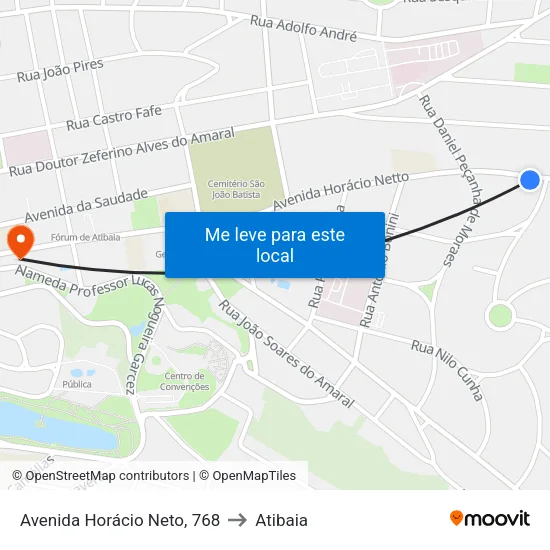 Avenida Horácio Neto, 768 to Atibaia map